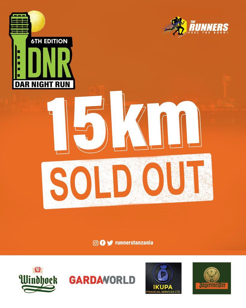 RunnersTanzania's tweet photo. Itβs official #DarNightRun 15km Category Sold-out!
Asanteni sana!
#runnerstanzania #run #nightrun #dar https://t.co/HqlfCrLdfd