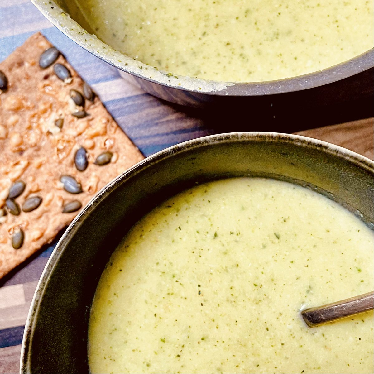 The return of soup season. Broccoli and courgette. #courgettesineverything