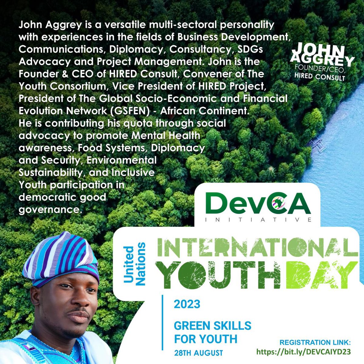 JOIN me on this real talk about our #Youth #GreenSkills #Agenda2030  
Powered by <a href="/devcainitiative/">DevCA Initiative</a>