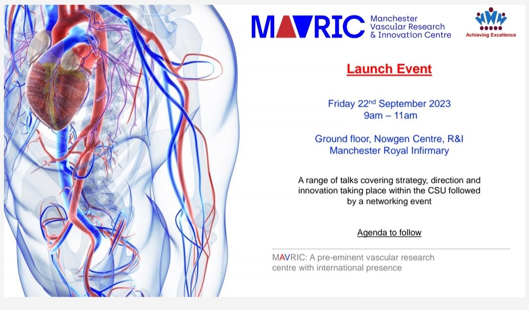 MVCmft (@mvccmft) on Twitter photo DATE FOR YOUR DIARIES
Manchester Academic Vascular Research and Innovation Centre (MAVRIC) to launch and promote new branding and strategy taking place 9-11am on Friday 22nd of September in the ground floor of the Nowgen Centre.<a href="/MFTnhs/">MFT NHS</a> <a href="/cmftvaschealth/">Vascular therapy MRI</a> DATE FOR YOUR DIARIES
Manchester Academic Vascular Research and Innovation Centre (MAVRIC) to launch and promote new branding and strategy taking place 9-11am on Friday 22nd of September in the ground floor of the Nowgen Centre.<a href="/MFTnhs/">MFT NHS</a> <a href="/cmftvaschealth/">Vascular therapy MRI</a>