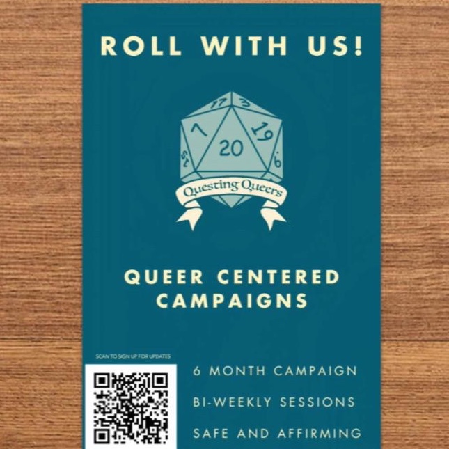 We just created something so cool based in Waterloo / Cedar Falls Iowa. Queer led dungeon and dragons with multiple DM’s and biweekly sessions! We will be at cedar valley pride this weekend at the Therapist Coalition booth. Come check it out at questingqueers.com