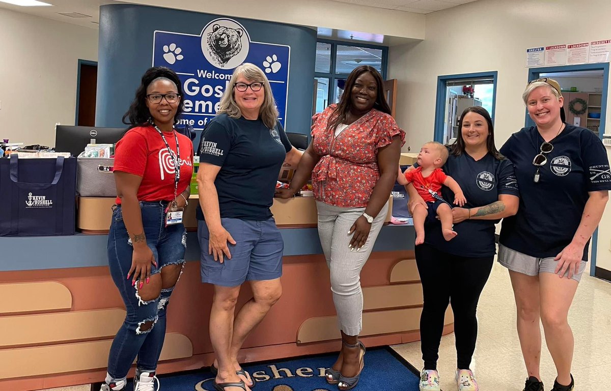 We have been so busy this week! 
We had the pleasure of having dinner with one of our scholarship winners, Samantha Halling and her parents.  We then dropped off school supplies at Goshen Elementary and met the new Principal, Nichola Wallen. Then a quick clean up at Goshen.
