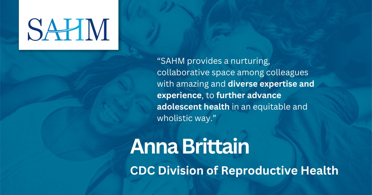 SAHM promotes #AdolescentHealth in an equitable &amp; holistic way. Nurture your professional career with us &amp; be part of a diverse community of over 1,000 members: bit.ly/3OOxAr9

<a href="/CDCgov/">CDC</a> 

#AdolescentMedicine