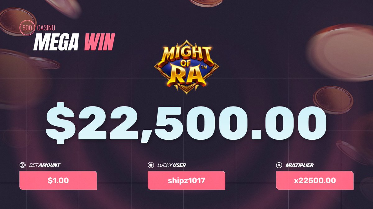 500 Casino (@500casino) on Twitter photo π¨MEGA WINπ¨
Max win on Might of Ra! Congratulations, <a href="/SHiPZCSGO/">Georgi Grigorov</a>! π€
GIVEAWAY:
β
Simply RT and comment your 500 ID for a chance to win $50 π π¨MEGA WINπ¨
Max win on Might of Ra! Congratulations, <a href="/SHiPZCSGO/">Georgi Grigorov</a>! π€
GIVEAWAY:
β
Simply RT and comment your 500 ID for a chance to win $50 π