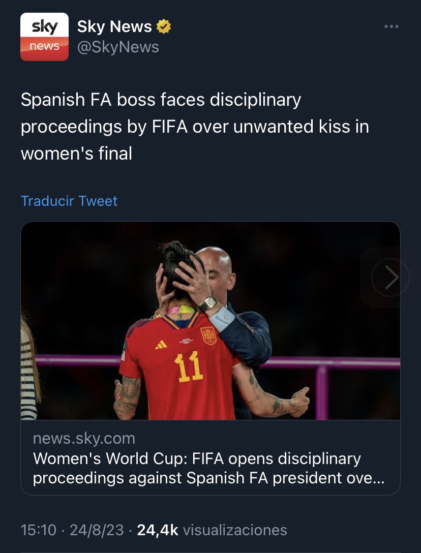 @orangehelmet @SHEscoresbanger A. He didn’t win anything, it was the women’s team. B. It’s not what I think. It’s a fact. He hasn’t been caught on camera abusing his position to kiss a male football player. And such a “macho” wouldn’t do so. And I guess FIFA also thinks he committed abuse.