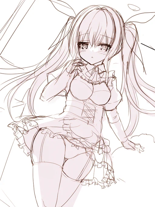 ツインテメイドちゃんのラフ