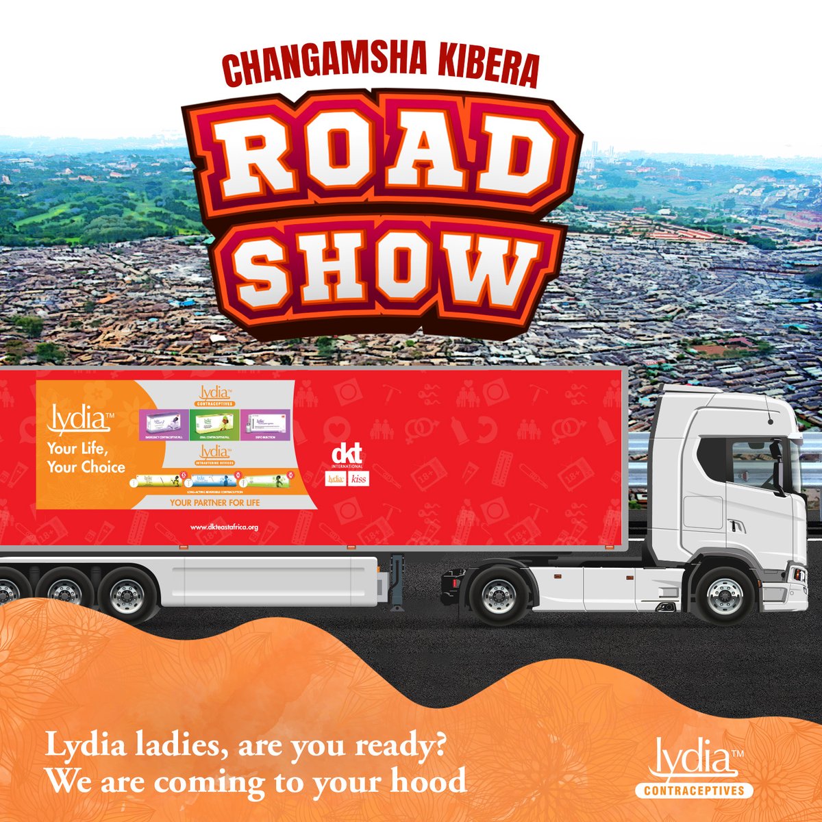 LydiaEA_'s tweet photo. Warembo wa Kibera niaje?
This coming Furahiday, we are coming for the ‘Changamsha Kibera Roadshow’
Come join us and get a chance to learn about having safe sex using contraceptive methods suitable to your family planning needs.
#LydiaContraceptives
#YourLoyalLifePartner https://t.co/dkPokQ15cg