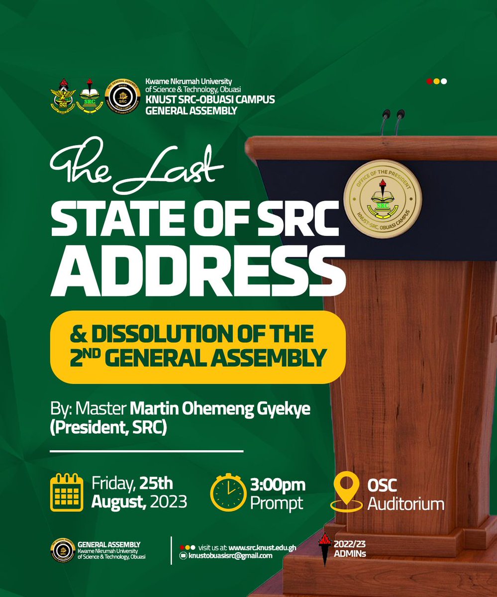 As we build up for the power transition, the SRC President delivers the current state of affairs of the SRC. 

Join him on the floor of Parliament this Friday as he details the journey of his administration and accounts for his stewardship.