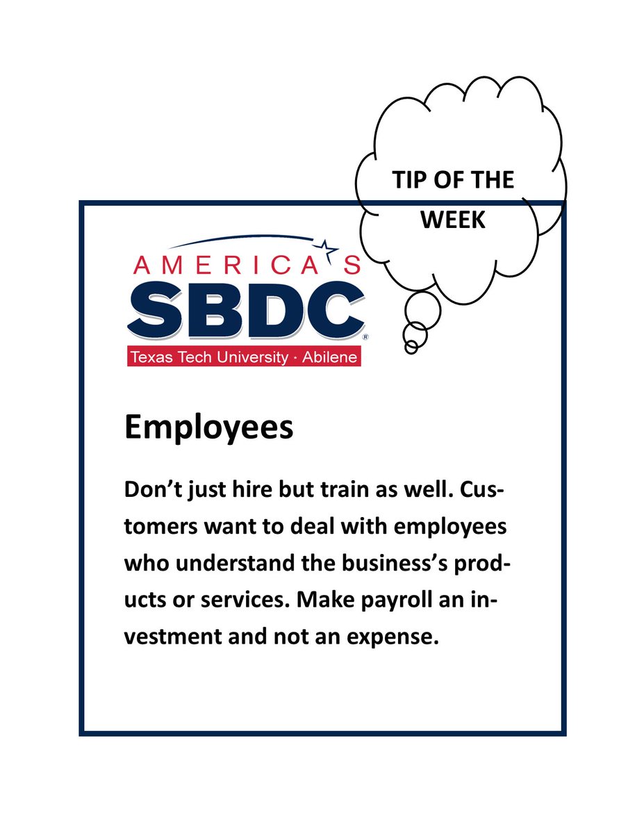 abilenesbdctx's tweet image. #SBDC #WeeklyTip #SmallBusiness