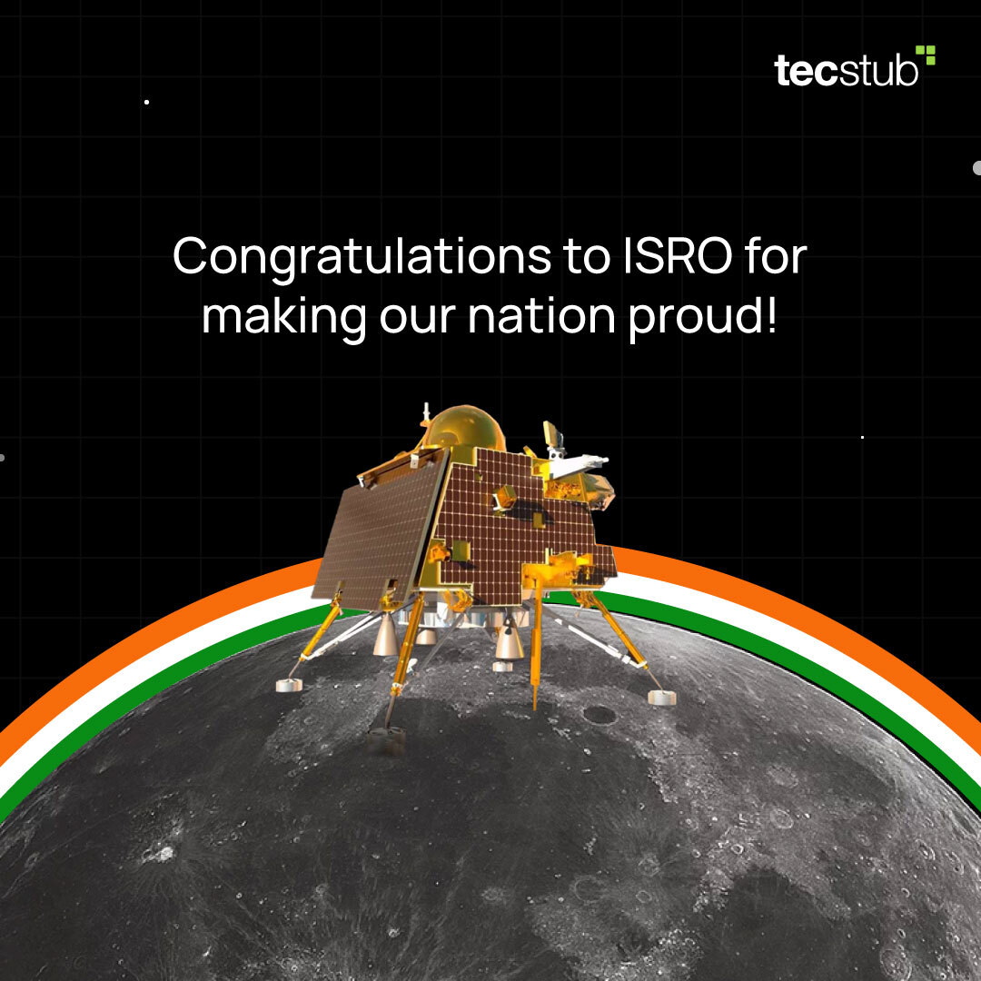 tecstub's tweet photo. Hearty congratulations to #ISRO  for making our nation proud! 🚀🇮🇳

#India #ProudMoment #Chandrayaan3 #IndiaOnMoon #MoonMission https://t.co/JlaQqyE17y