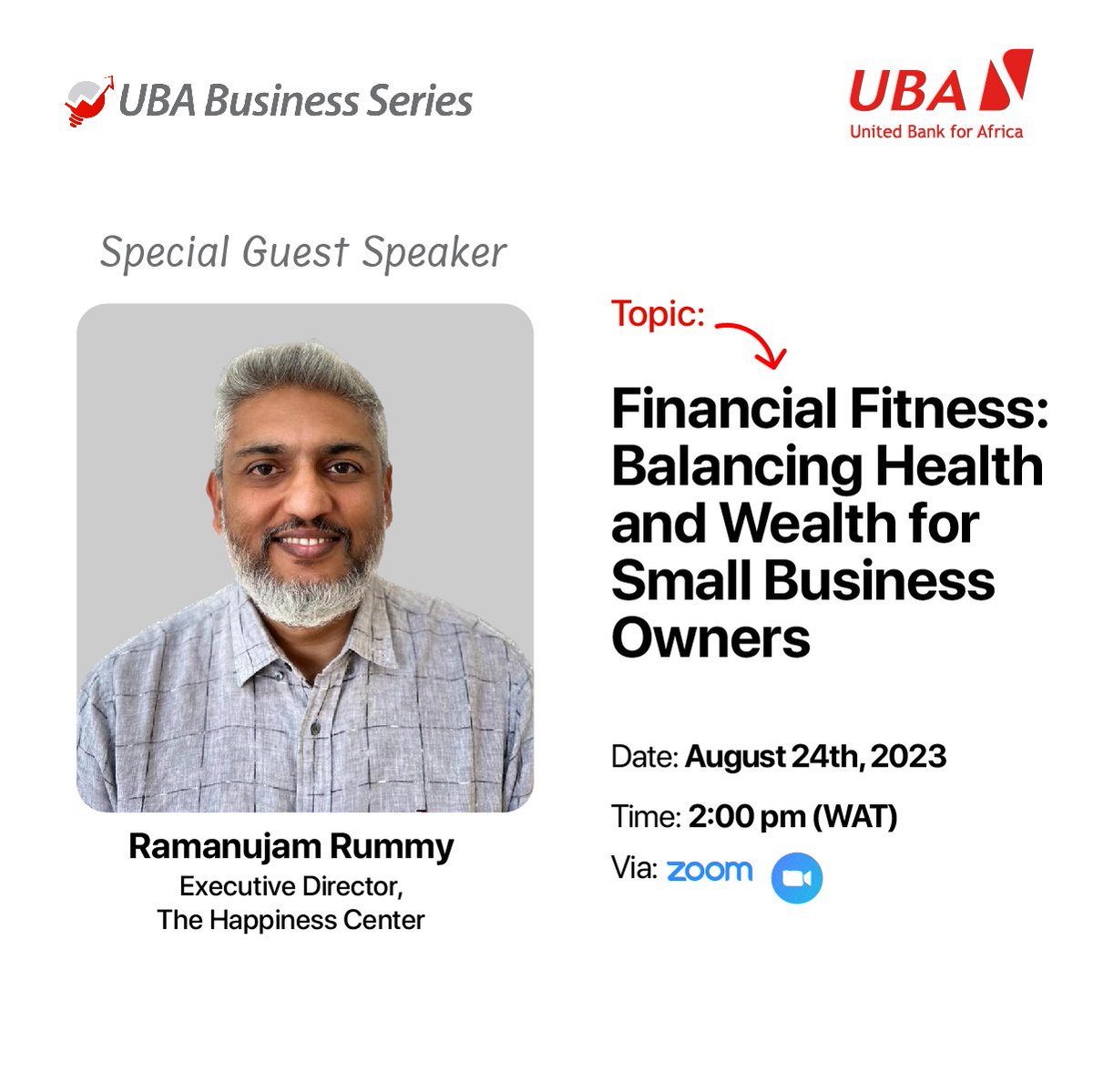 Join the @UBAGroup enlightening session happening live now here: ubagroup.zoom.us/webinar/regist…

And learn from expert like Ramanujam Rummy as he share key strategies for business success and maintaining good health. 

#UBABusinessSeries