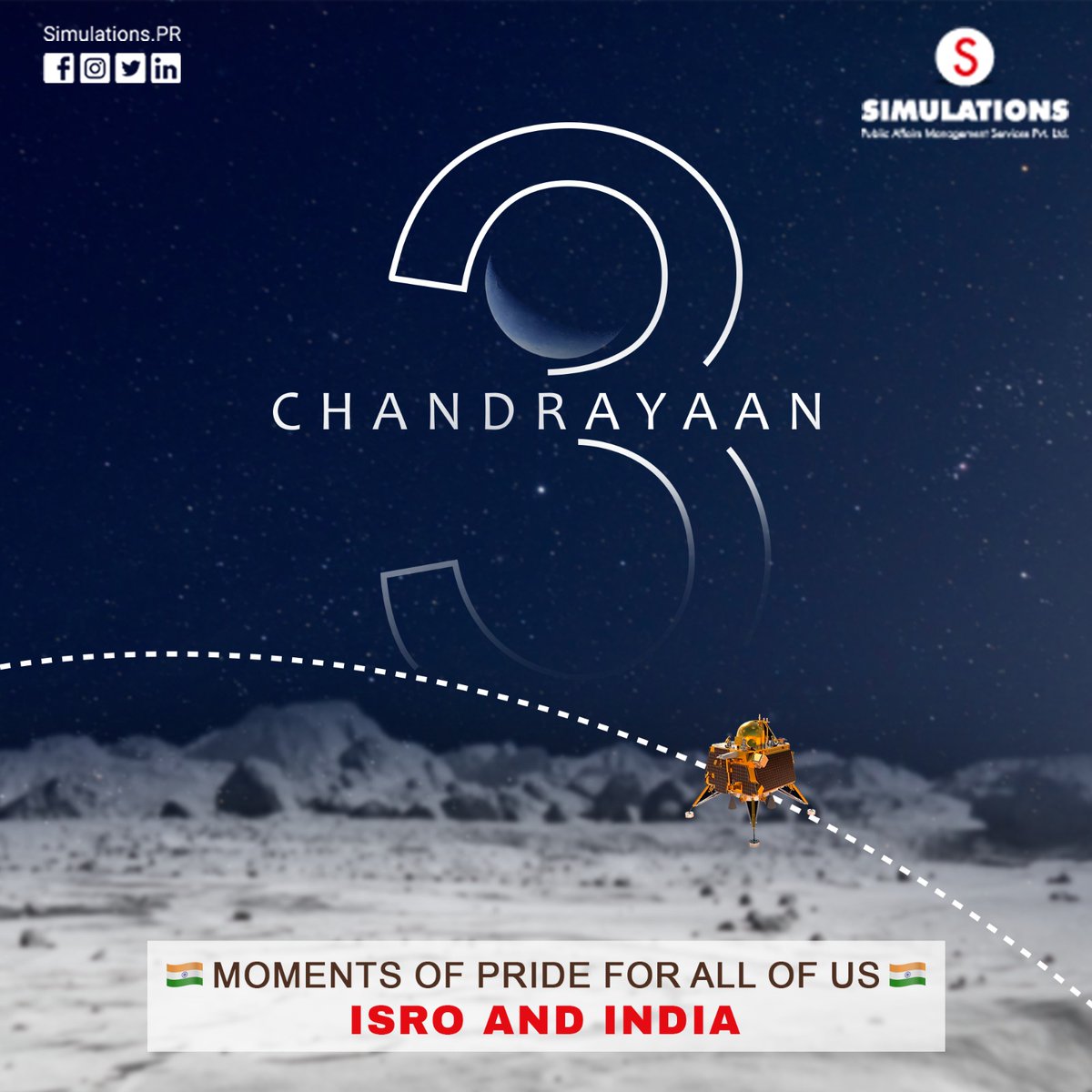 simulationspr's tweet photo. Embarking on New Lunar Horizons: Chandrayaan 3 Sets its Sights on the Moon 🚀
#Chandrayaan3Launch #ExploringTheCosmos #chandrayan3 #softlanding #chandrayaan3 #indian #proudindian #successful #proud #india #chandrayaa3landing #isro #bharat #isromissions #moon #chandrayaa3landing https://t.co/V79JC3I4d0