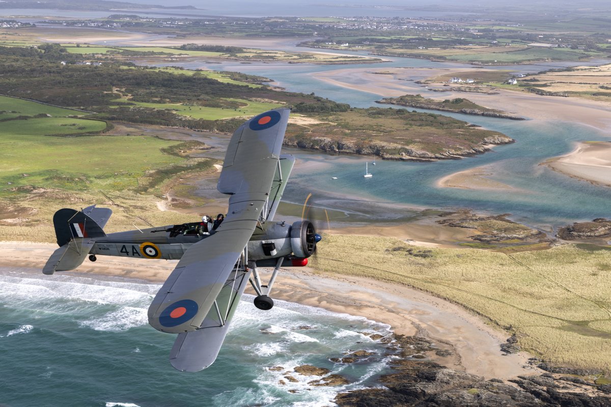 Image of a Swordfish Mk1 in the skies near RAF Valley on 11 August 2023. Owned and flown by Navy Wings, W5856 is the oldest surviving airworthy Fairey Swordfish in the world. The aircraft first flew on Trafalgar Day (21 October) 1941.