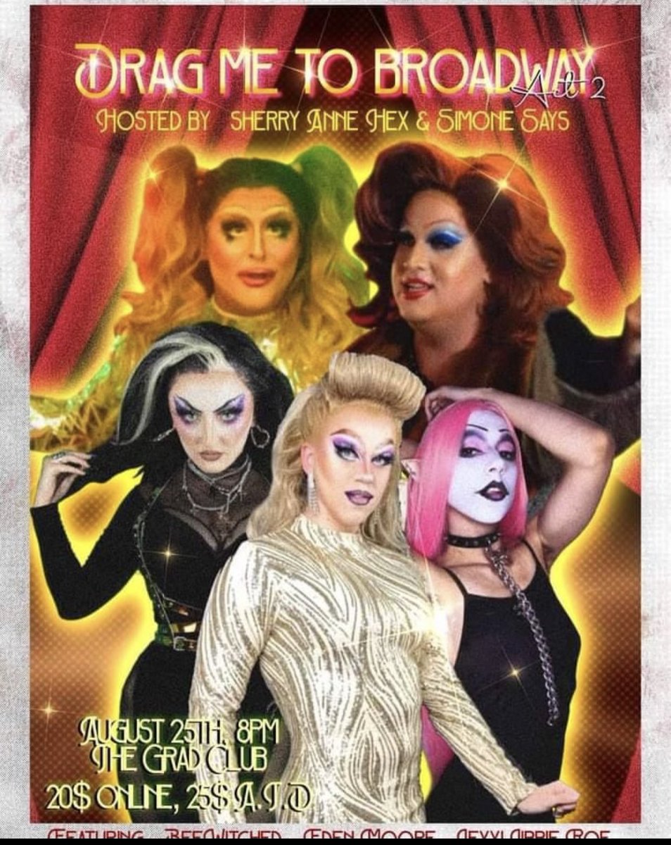 The Queen's Grad Club (@thegradclub) on Twitter photo Tomorrow Night! Drag Me to Broadway is coming to The Grad Club! Tomorrow Night! Drag Me to Broadway is coming to The Grad Club!