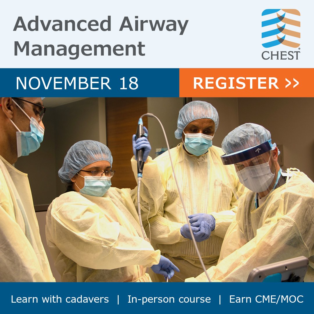 accpchest's tweet photo. Calling all physicians, advanced practice providers, respiratory therapists, and trainees! Receive state-of-the-art preparation and cutting-edge instruction on managing airways in critically ill patients. Register now: https://t.co/zKxbATHAS2
#CHESTSim https://t.co/Tc3o1hBv5B