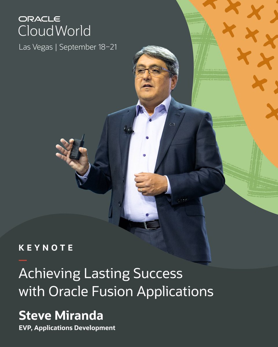 OracleAIWorld's tweet photo. Join Steve Miranda at #CloudWorld to hear how you can manage uncertainty and drive business success! Register now: https://t.co/9Nd3rXzucl https://t.co/PEXUZY0UkY