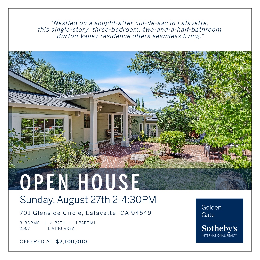 Join us this Sunday from 2-4:30PM for a peek inside 701 Glenside Cir, Lafayette CA. Your future home awaits! 🏡✨ DM me to schedule a private tour. #OpenHouse #LafayetteLiving #GGSIR #ElisaUribeRealtor #realestate #lafayette #California