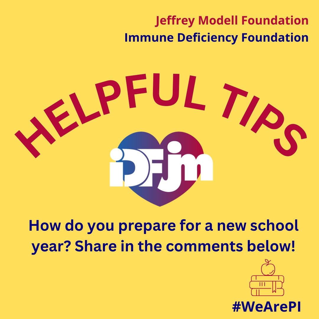 Info4PI's tweet photo. Primary Immunodeficiency is unpredictable and often requires planning ahead. Leave a comment below with your best tips and suggestions, or create your own post and tag @Info4PI and @IDFCommunity, along with #WeArePI! We can’t wait to read your ideas 🍎📓 https://t.co/URYwGIuNqf