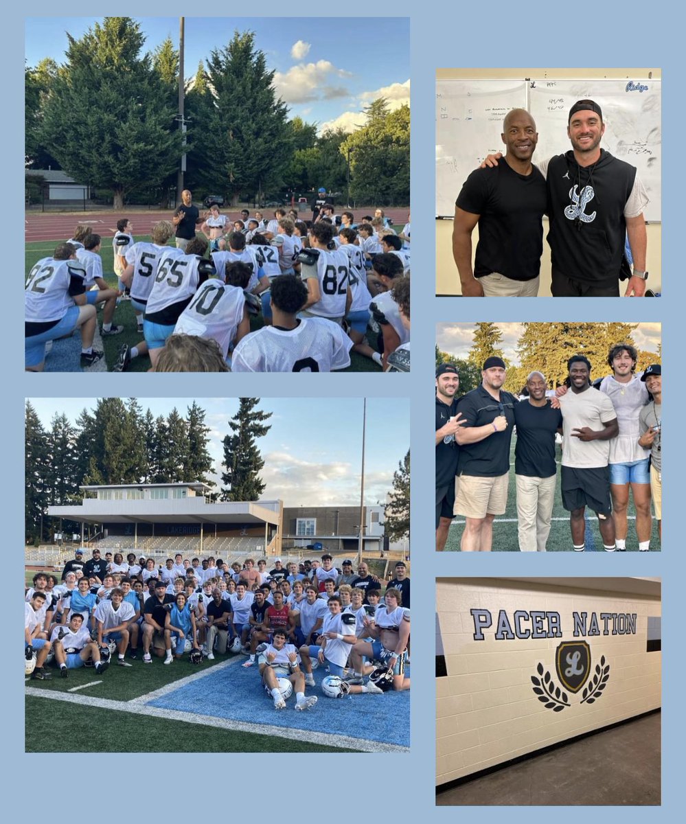 It was exciting for me to return to where it all started: Lakeridge High School. Thank you to @CoachSpencerP, his staff, and the team. 🙏🏽 Have a spectacular season and remember, Every Day Is Game Day! Go Pacers! 👊🏽 @GoPacerFootball @WeAreLakeridge #highschoolfootball