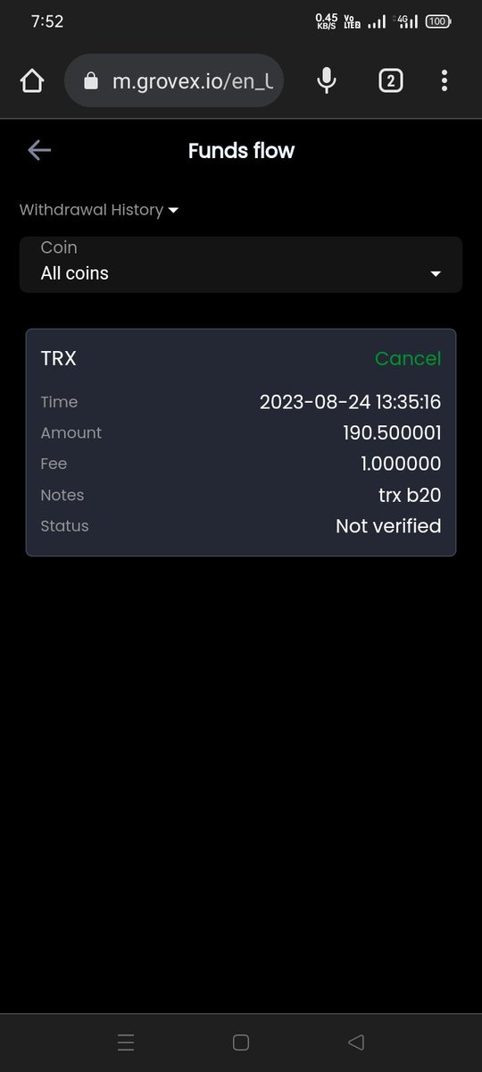 sanjid998's tweet photo. @GroveToken @GroveXchange My withdrawal pending for 7h 
Id: 11210 https://t.co/Kk0eL7MGd9