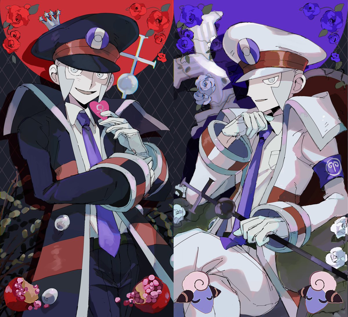 Onigiri_niban's tweet photo. タロット風sbms、こんな感じの絵になります（A〼）
THE　EMPRESS/THE　EMPEROR https://t.co/2UDzuqAUnG