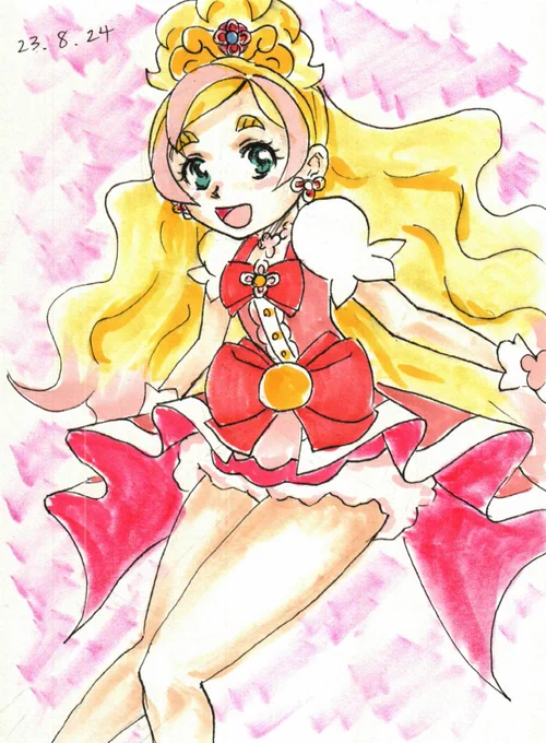 #プリキュア版深夜の真剣お絵描き60分一本勝負お題「キュアフローラ」 