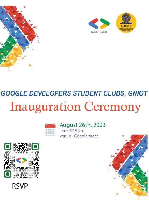 Gdsc_gniot's tweet photo. Ready to embark on an incredible tech journey? Join us at the GDSC-GNIOT Inauguration Ceremony Program and unlock a world of innovation and learning. Let's shape the future together! 🚀🔗RSVP:  https://t.co/bVTyKtZQFQ  #gniot #GDSCGNIOT #develperstudentclubs https://t.co/tzVqyvmGv0