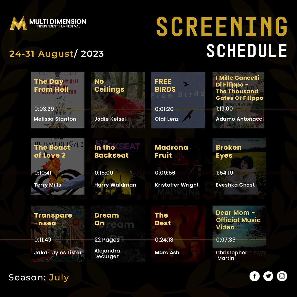 MDIFF21's tweet photo. SCREENING SCHEDULE
Explore Our Remarkable Lineup
Prepare to be amazed by the captivating projects featured on our website, all scheduled for screening within the upcoming hours.
Remember, perception is everything. Embrace a multidimensional viewpoint.
#screeningschedule https://t.co/05VwNXgKvc