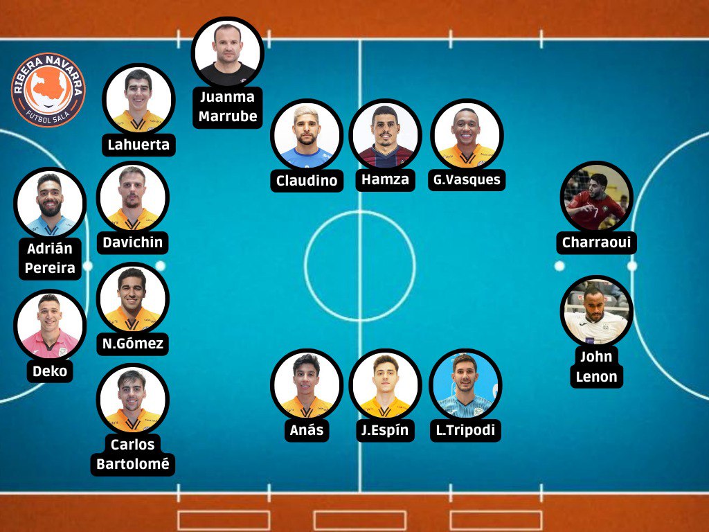 OlympicFutsal's tweet image. 🟠⚫ @RiberaNavarraFS ⚫🟠

🥅 @_apereira_13 
🥅 #Deko

🔒 @AlbertoLahuerta 
🔒 @david_carnicer2 
🔒 @NachoGmez16
🔒 @carlosbserrano 

⚡ @claudinoangel22 
⚡ @hamzamaimon 
⚡ @gabrieelherique

⚡ #Anas
⚡ #Espin
⚡ @LuquitasTripodi 

🎯 #Charraoui
🎯 #Lenon

👔 @juanmamarrube