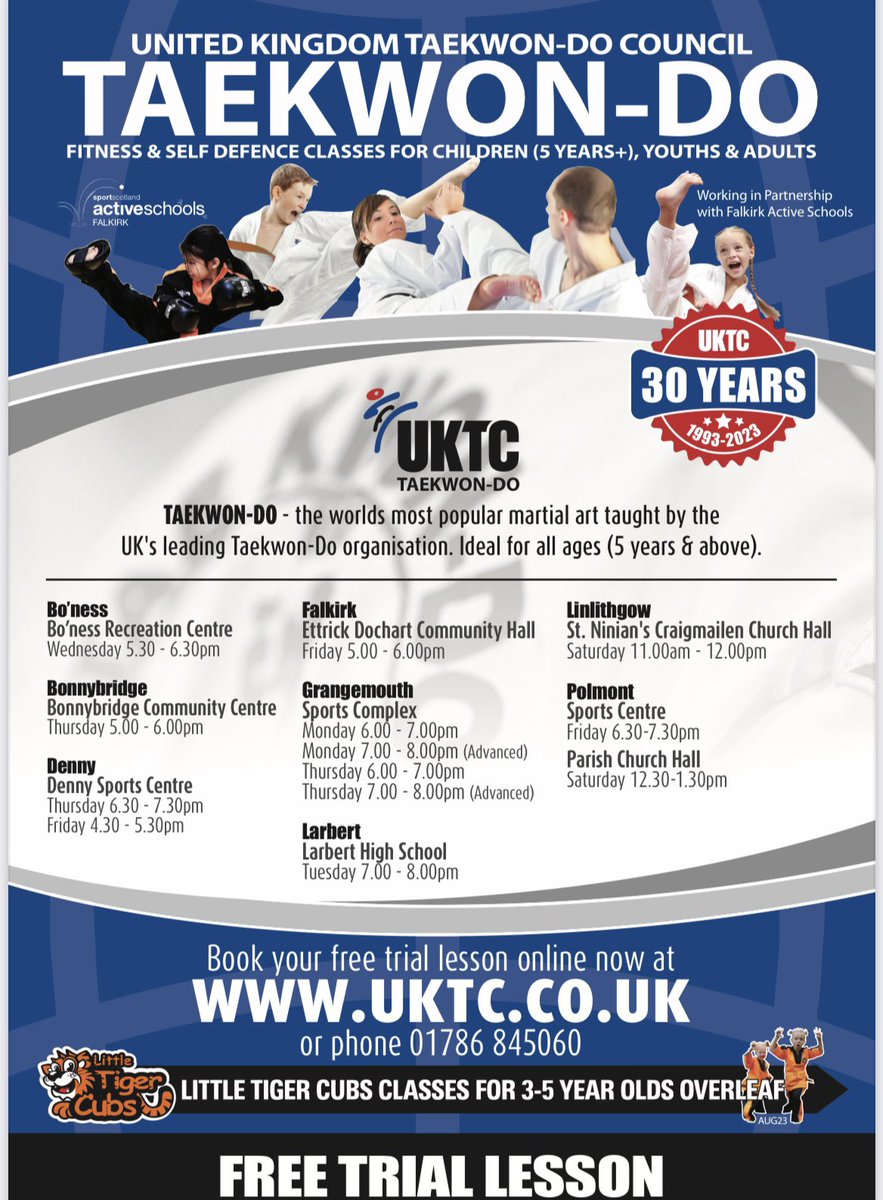 MariaUKTC's tweet photo. With schools all back we are now taking new starts.
To book a free taster pop over to https://t.co/GG3ikbnTTj
We look forward to meeting you
#uktc #falkirksports #newstarts #martialarts #comeandtry #centralbelt #nevertoold https://t.co/fLe6J7DFOF