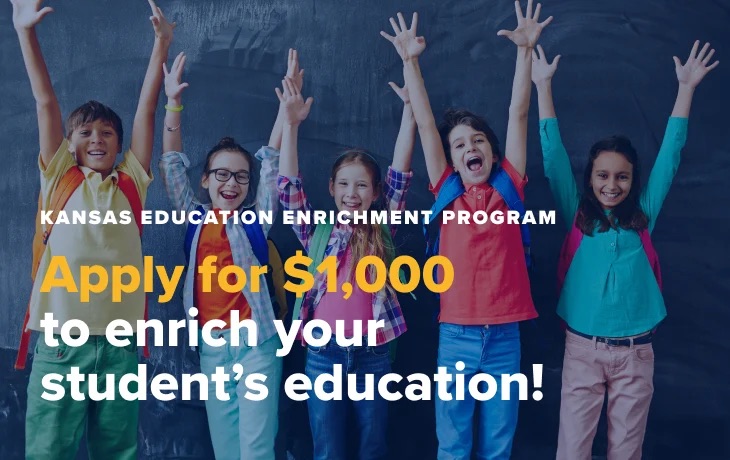 SCCovidRecovery's tweet photo. The Kansas Education Enrichment Program provides qualifying parents and guardians with a $1,000 award per eligible child to pay for a variety of educational goods and services.

For more info: https://t.co/NX7TFmi03h
To apply: https://t.co/bS1K6f6wfE https://t.co/PlyY8hMkDn