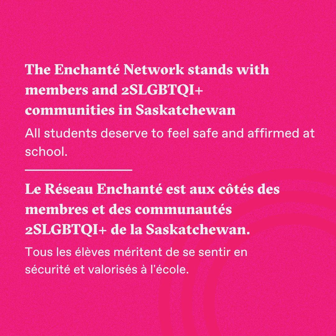 enchantenetwork's tweet photo. We are saddened and angered at the recent news from the Saskatchewan government. We are in contact with affected members, and will continue to work with them to fight this unfounded and dangerous directive.

Full statement to follow. https://t.co/8c1sgX4jiV