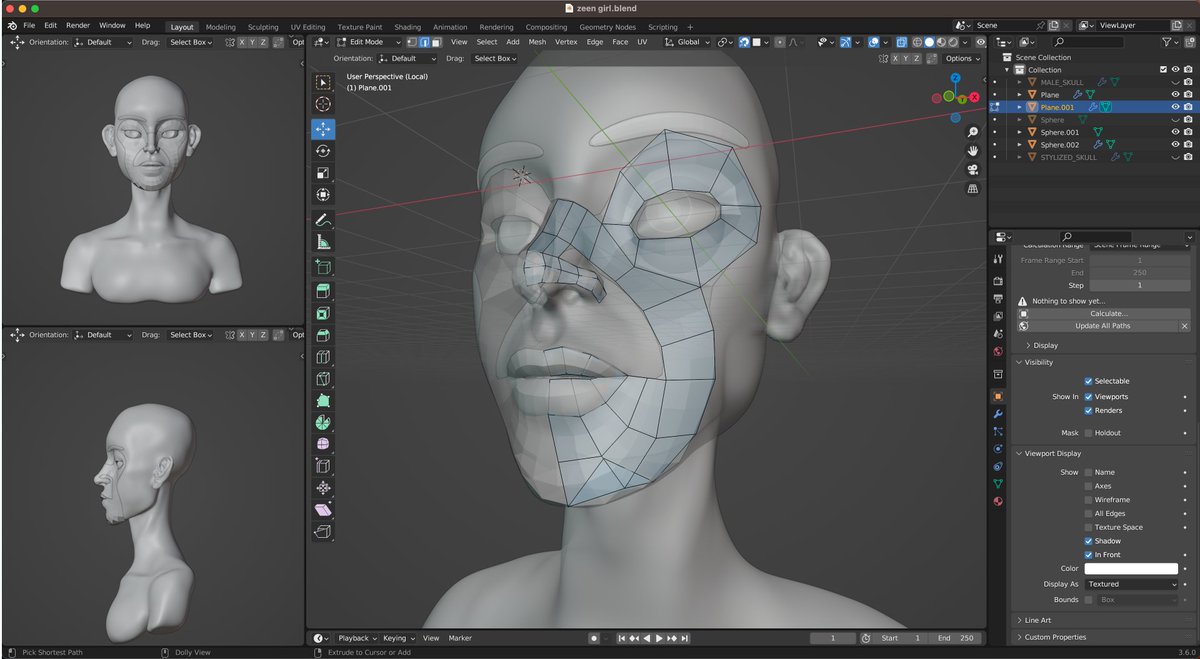 Ke07Ux's tweet photo. Day.4
 キャラクター『キャシー』が出来るまで

リトポロジー👽

 #blender #3dmodeling https://t.co/1LxLRPgF8s