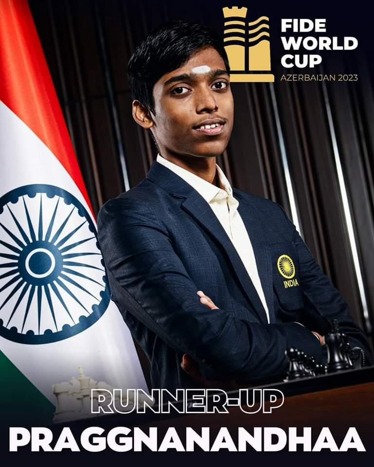 FIDE World Cup ನಲ್ಲಿ ಭಾರತವನ್ನು ಪ್ರತಿನಿಧಿಸಿ ಬೆಳ್ಳಿ ಗೆದ್ದ🥈ಪ್ರಜ್ಞಾನನ್ದಃ ಗೆ ಅಭಿನಂದನೆಗಳು.
