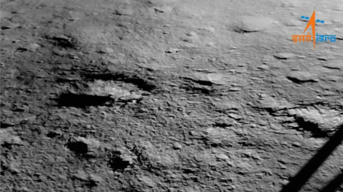 The first image of the Moon's surface from Chandrayaan-3