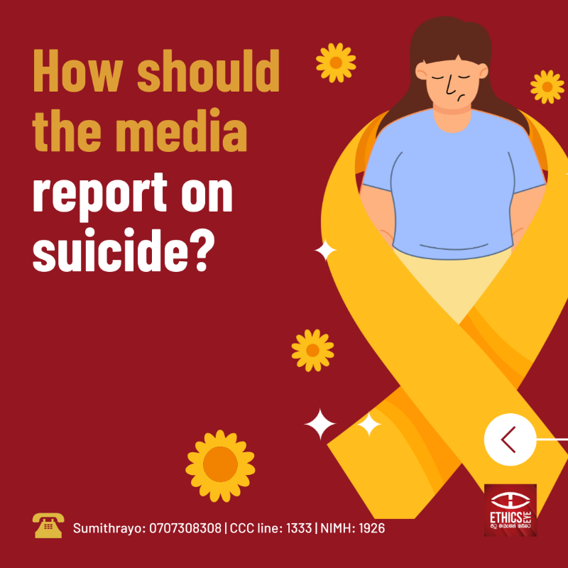 EthicsEye's tweet photo. Did you know that an average of eight to nine suicides are reported in #SriLanka daily?🎗️

Responsible media reporting on suicide can help prevent such deaths.
Publish helplines and save a life! 💛

📞 Sumithrayo: 0707308308 | CCCline: 1333 | NIMH: 1926

1/2