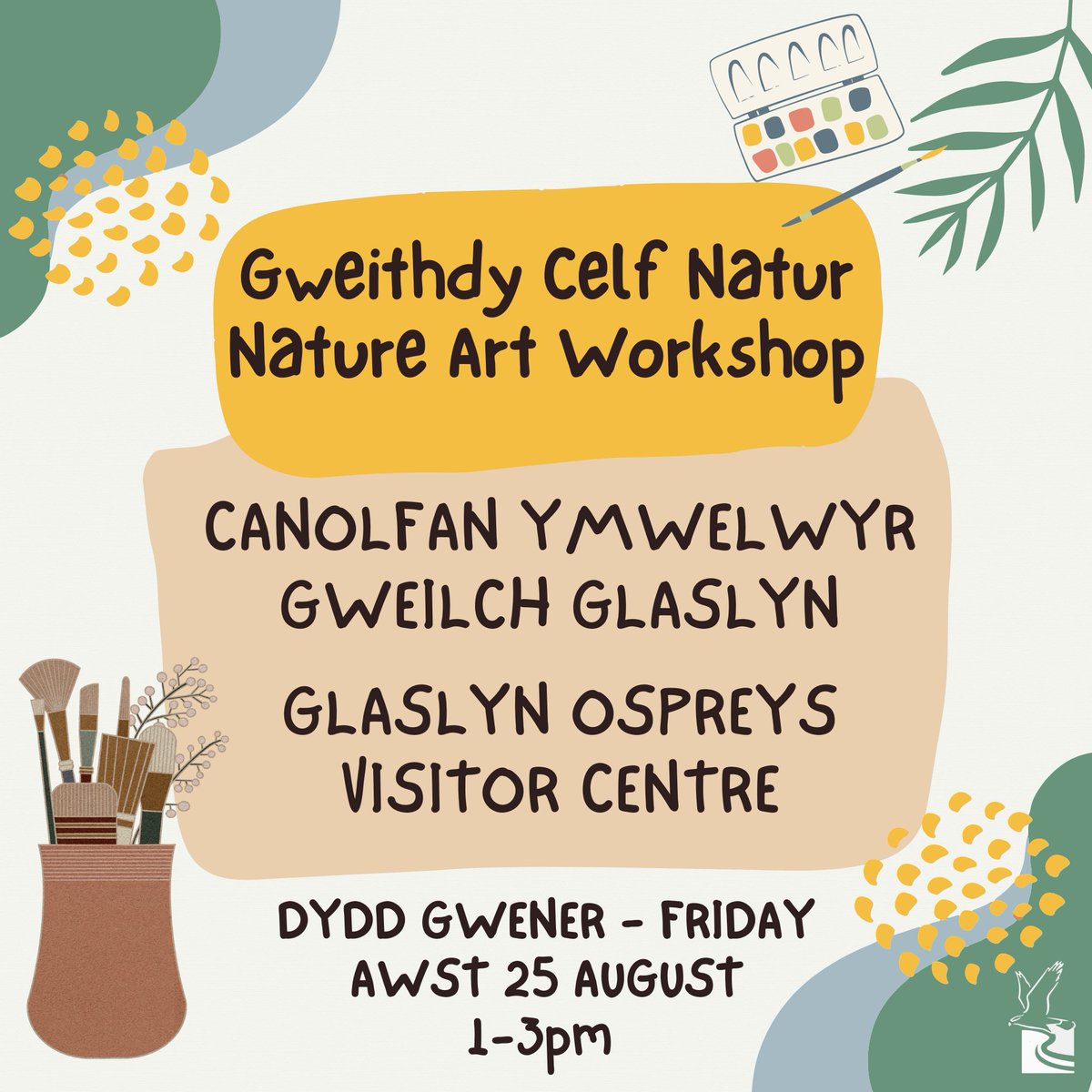 Theatr Gybolfa (@theatrgybolfa) on Twitter photo Gweithdy celf natur yfory (Dydd Gwener) yng Nghanolfan Gweilch Glaslyn efo Becci a Sesga! Am ddim ac yn addas ar gyfer plant ac oedolion 😊 <a href="/GlaslynWildlife/">Bywyd Gwyllt Glaslyn Wildlife</a> Gweithdy celf natur yfory (Dydd Gwener) yng Nghanolfan Gweilch Glaslyn efo Becci a Sesga! Am ddim ac yn addas ar gyfer plant ac oedolion 😊 <a href="/GlaslynWildlife/">Bywyd Gwyllt Glaslyn Wildlife</a>