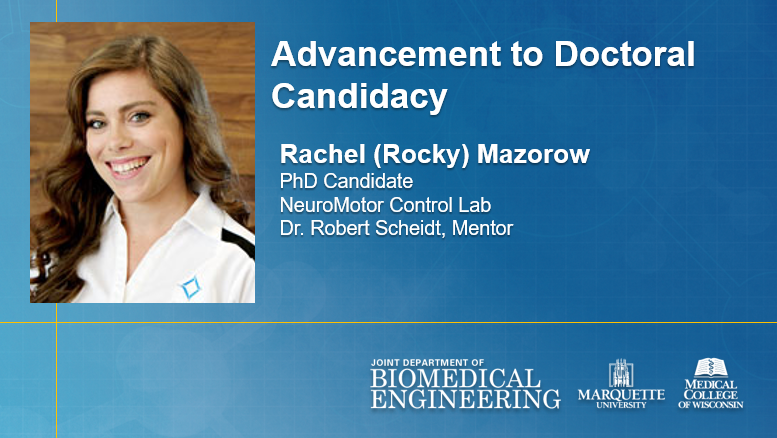 MU_MCW_BME's tweet photo. Our #JointDepartment extends its sincerest congratulations to #NeuralMotorControlLab's Rocky Mazorow, as she has successfully passed her #DoctoralQualifyingExam and #Advances to Doctoral Candidacy! https://t.co/KHarmiGNQr