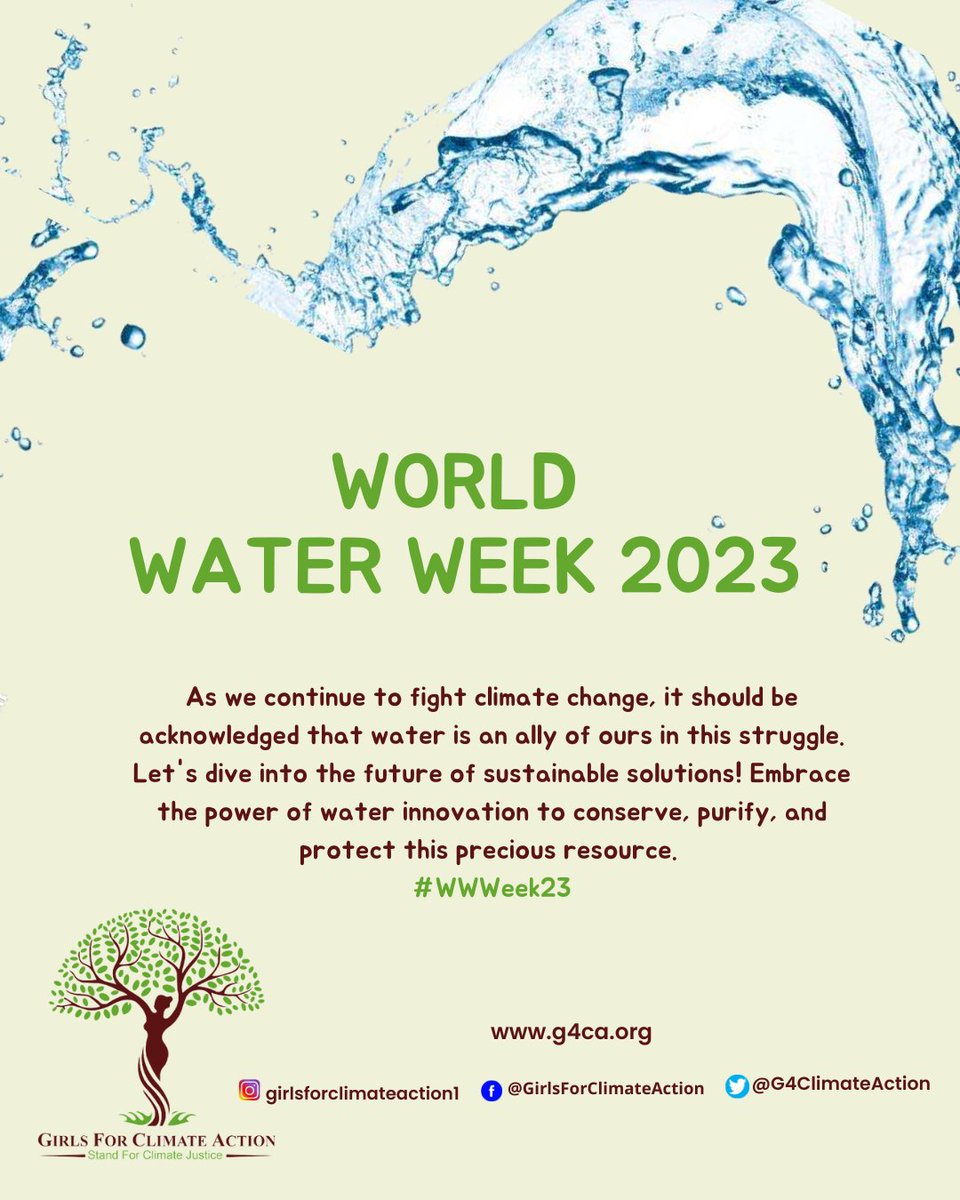 G4ClimateAction's tweet photo. As the #WorldWaterWeek2023 concludes, Let's continue looking out for those local and #IndegenousSolutions that help us in being a Water-Wise World because this is one of the ways we will achieve #ClimateJustice
#WWWeek #WWWeek23 https://t.co/OF79v66S6n