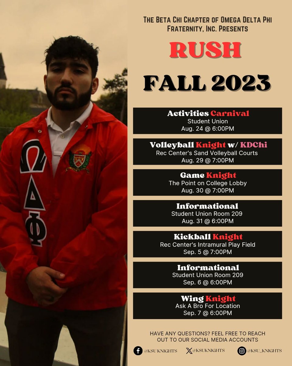 Fall 2023 Rush Week Schedule 🛡⚔️