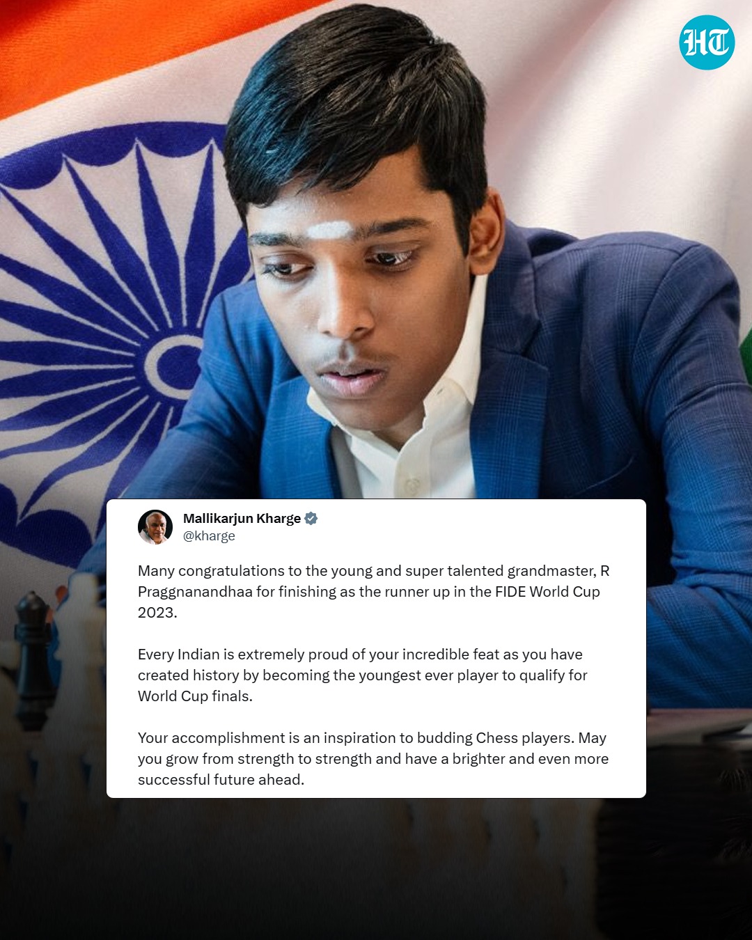 Mallikarjun Kharge on X: Many congratulations to the young and super  talented grandmaster, R Praggnanandhaa for finishing as the runner up in  the FIDE World Cup 2023. Every Indian is extremely proud