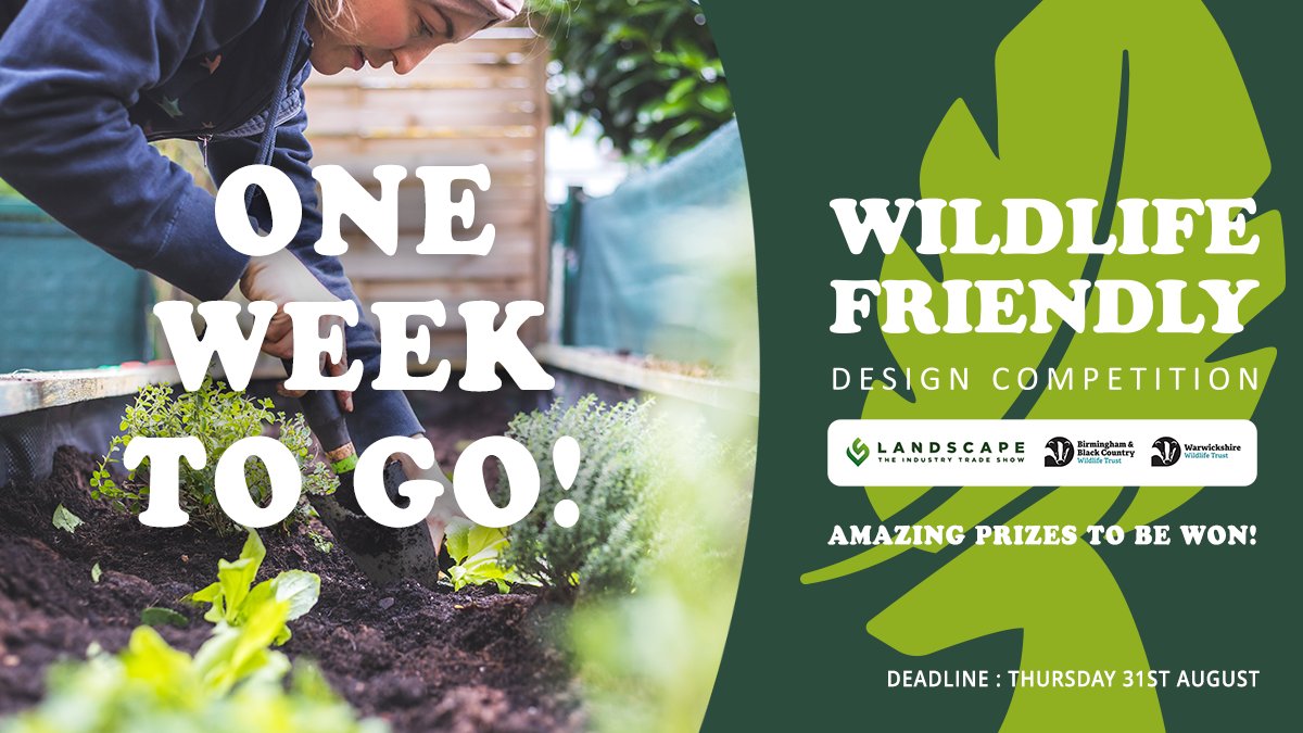 One week to go!🎨✏️Get your entries in for the Wildlife Garden Design in a Pot Competition! One lucky winner will be announced on the first day of LANDSCAPE & will be invited to create their design at Birmingham & Black Country Wildlife Trust’s Centre in Birmingham @WTBBC @WKWT