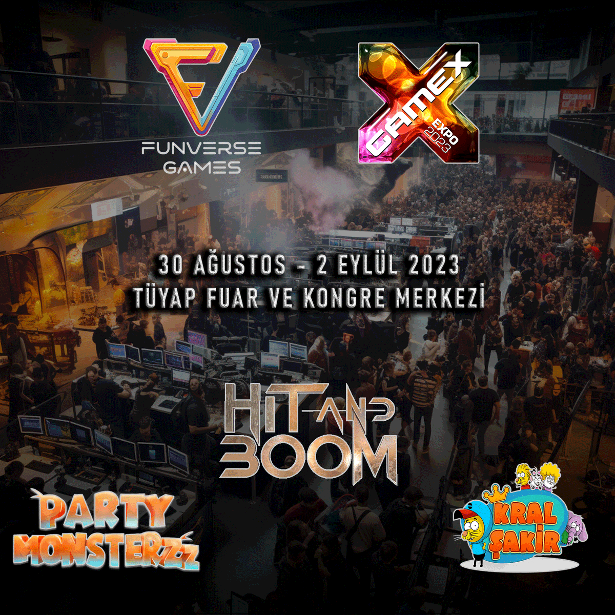 FunverseGames's tweet photo. Funverse Games olarak GameX Dijital Oyun ve Eğlence Fuarı'nda yerimizi aldık! 
@GameXist 
#oyunageldik #gamex2023 #hitandboom #partymonsterzz #kralşakir https://t.co/ywCiH4w3Ee