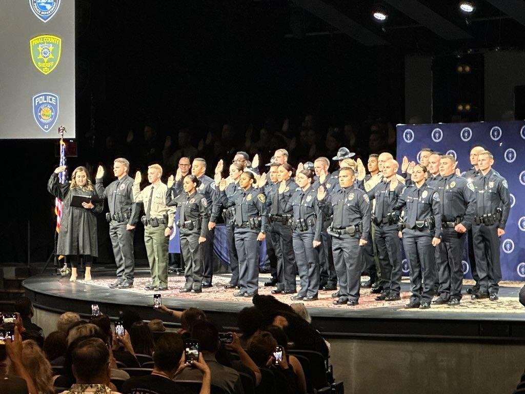 azpostgov's tweet photo. Congratulations to the recruits who graduated from the Gilbert Police Regional Academy Class 4! May you all have a safe and successful career. Never stop learning! https://t.co/FnxxtoGRQ2