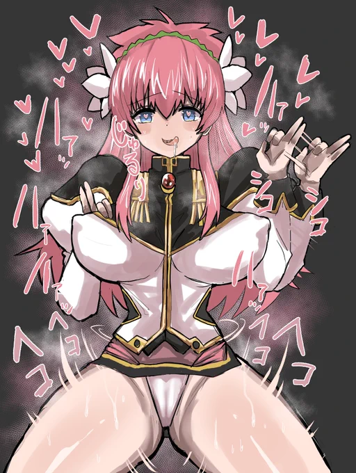 お題箱から『ギャラクシーエンジェルのミルフィーユ・桜葉が制服姿で舌なめずりしながらガニ股開脚ポーズでパンチラ太もも見せつけ・・・腰ヘコを添えて・・・』ですありがとうございやした～!!!! 