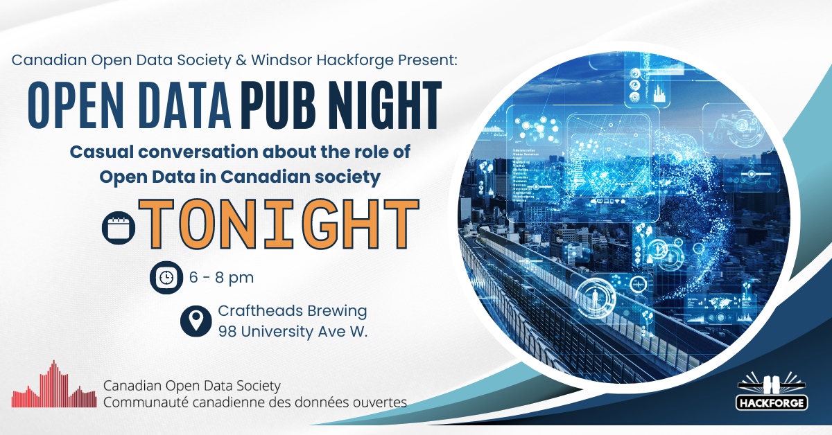 hackforge's tweet image. Tonight we're meeting up at Craftheads Brewing to talk all things open data! There are a few spaces left, so make sure to reserve soon! We unfortunately can't guarantee space for walk-ins (but you can try anyhow!)
eventbrite.ca/e/open-data-pu…