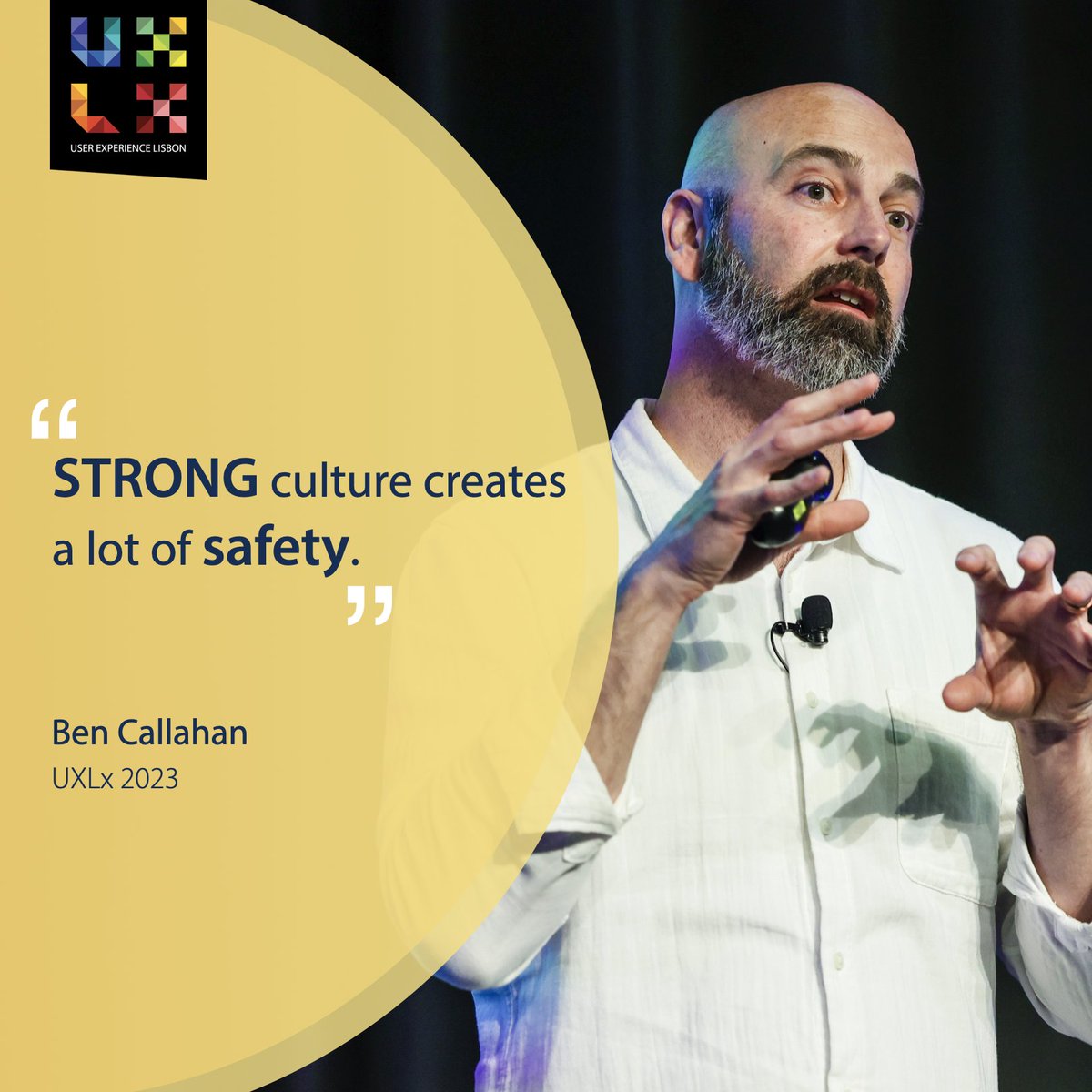 UXLx: User Experience Lisbon (@uxlx) on Twitter photo 💬 Best UXLx 2023 Quotes 💬
"Strong culture creates a lot of safety." - <a href="/bencallahan/">Ben Callahan</a> in "Design System Culture"
#uxlx #uxlisbon #uxdesign #designsystem #conference 💬 Best UXLx 2023 Quotes 💬
"Strong culture creates a lot of safety." - <a href="/bencallahan/">Ben Callahan</a> in "Design System Culture"
#uxlx #uxlisbon #uxdesign #designsystem #conference