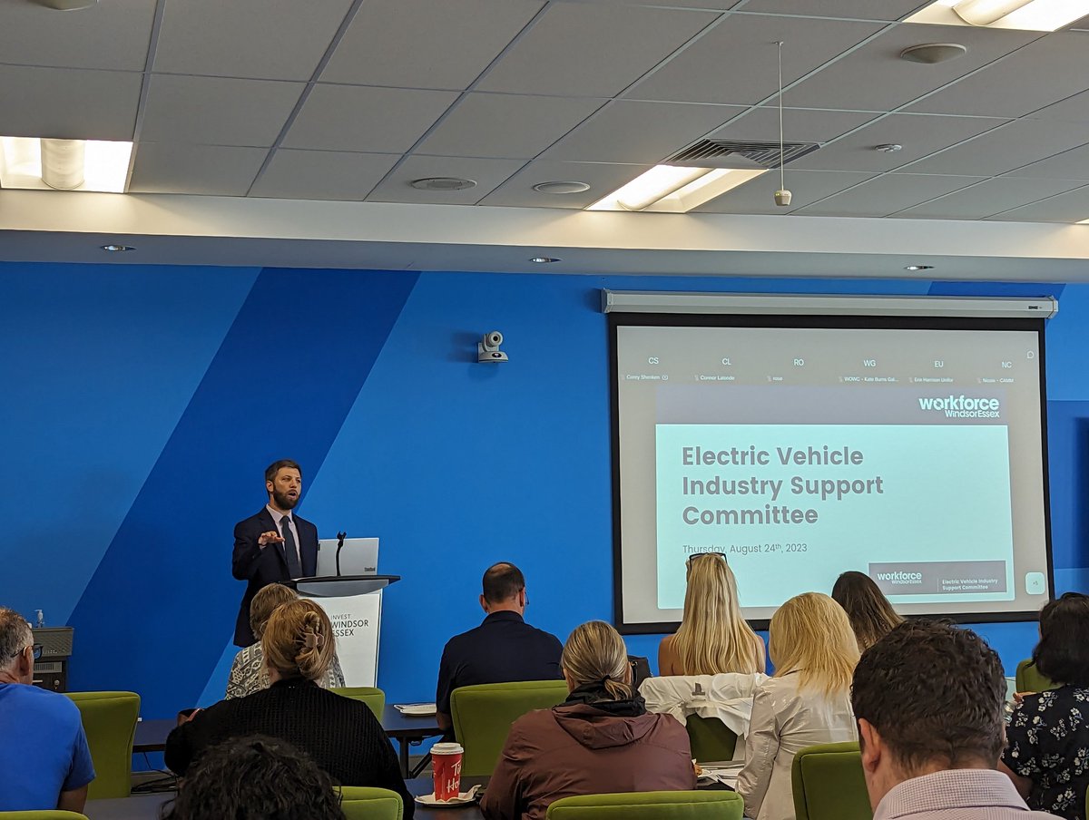 Excited to join the 2nd EV Industry Support Committee meeting today. @c_shenken leading the session @_investwe with partners from across the region! @sarah_fram will be sharing some great news about our new #OpenDoors initiative to close the gaps between students and employers!