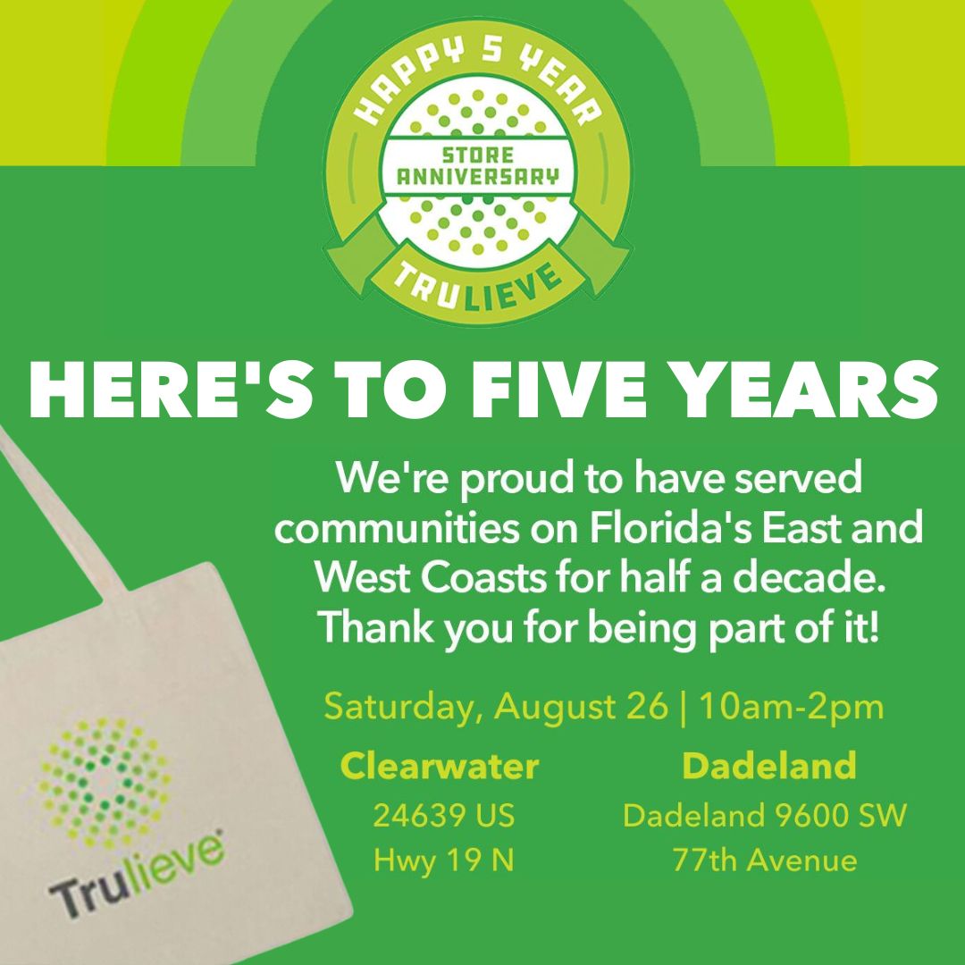Trulieve's tweet image. 🎉Join the celebration!🥳 
This #Saturday, 10am-2pm, mark the 5-year #milestone of our #Dadeland &amp;amp; #Clearwater locations. Spend $75+ for a free customizable tote bag. Let's make it a memorable day together!🛍️🌟 
#AnniversaryCelebration #Trulieve