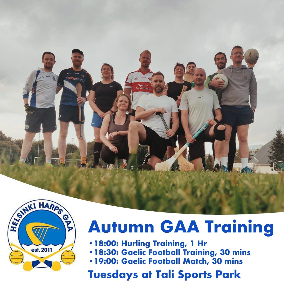 Come every Tuesday at 6pm for hurling and gaelic football training in Helsinki! And you now have the option to do both! All experience levels welcome, including total beginners!